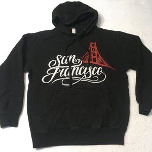 Men's Black San Francisco Hoodie Hooded Sweatshirt Size Medium